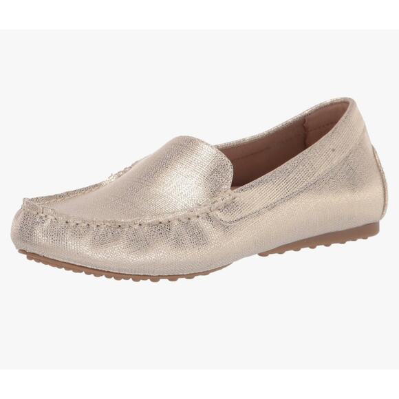 Lifestride Traveler Loafer Size 6M Driving Loafer Metallic Gold Vegan Leather - Picture 1 of 8